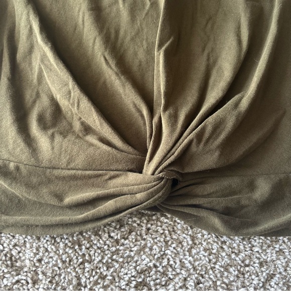Olive Green Twist Front Short Sleeve Top - Picture 2 of 4